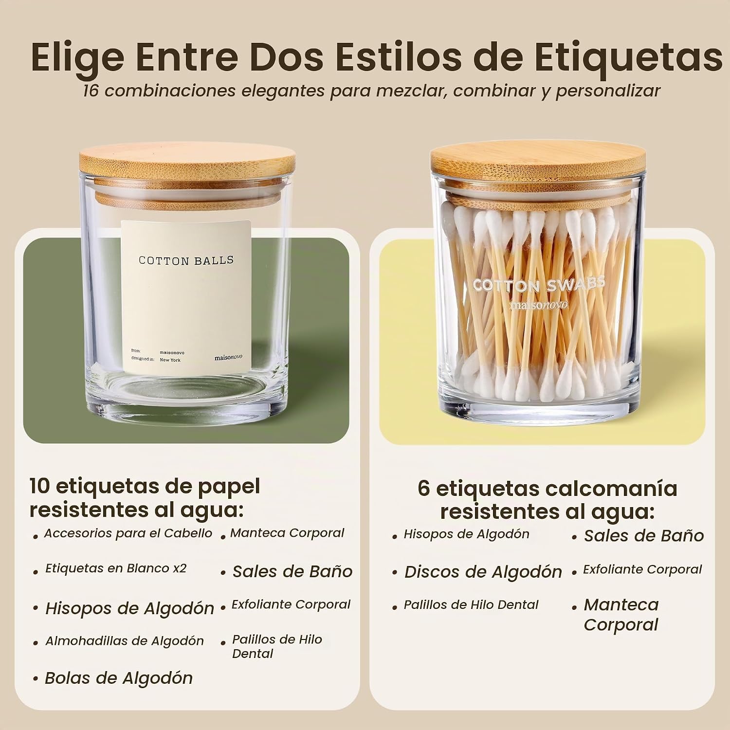 MaisoNovo Recipientes de baño de vidrio con tapas (hermético), sopo...