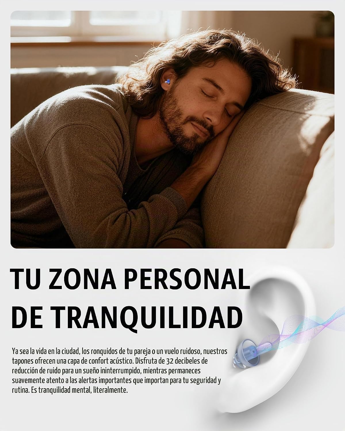 Softvox Tapones para los oídos para dormir, 3 pares, tapones para l...