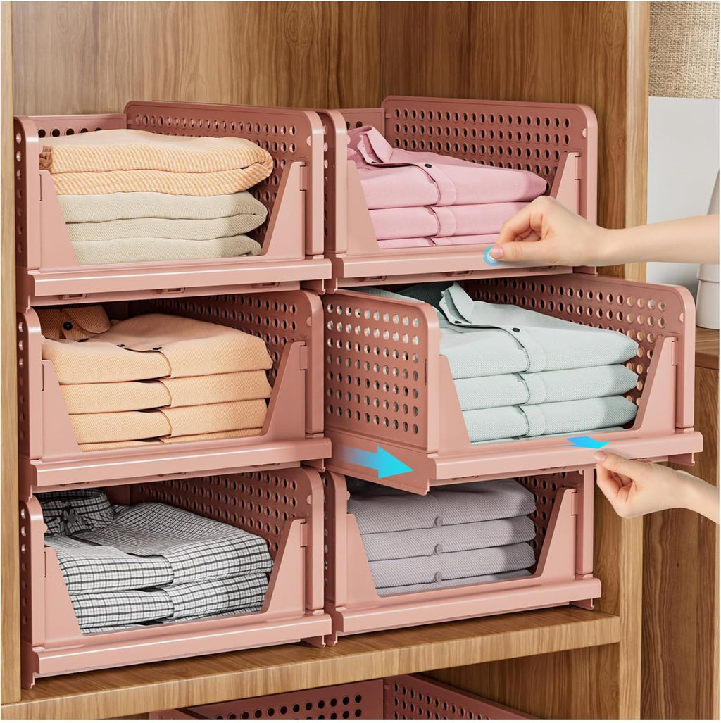 SNSLXH Paquete de 5 cajas organizadoras apilables de armario, cesta...