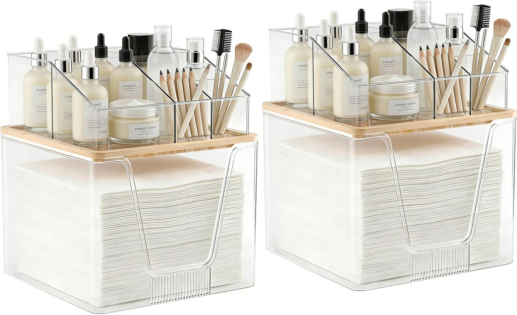 Toallero facial desechable 2 en 1 y organizador de cosméticos, alma...