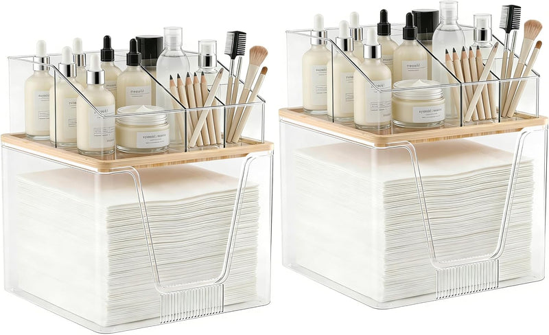 Toallero facial desechable 2 en 1 y organizador de cosméticos, alma...