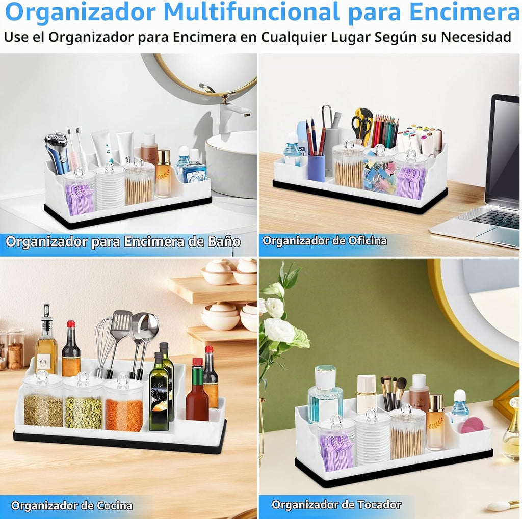 Organizador de Encimera de Baño, Soportes de Silicona Blanca para C...