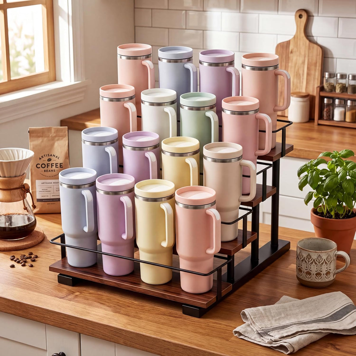 Organizador de botellas de agua de 4 niveles para vaso Stanley de 4...