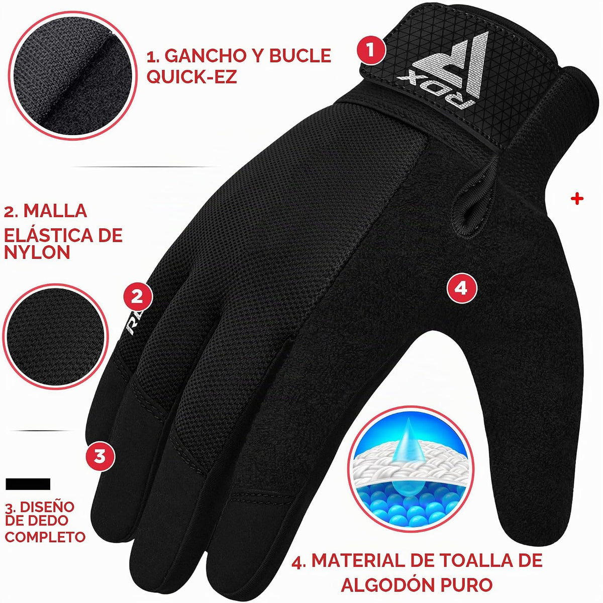 Guantes de levantamiento de pesas RDX para gimnasio, de dedo comple...