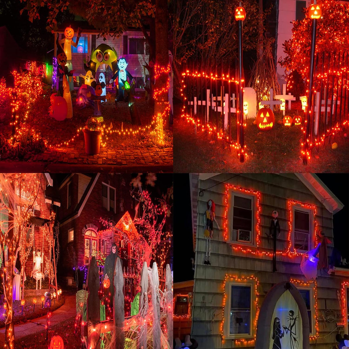 La secuencia naranja extensible de Halloween de los 75.8FT 200 LED...
