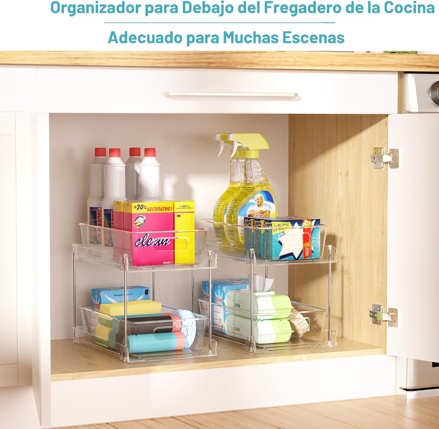 Vtopmart - Organizadores de baño, 4 piezas, 2 niveles, transparente...