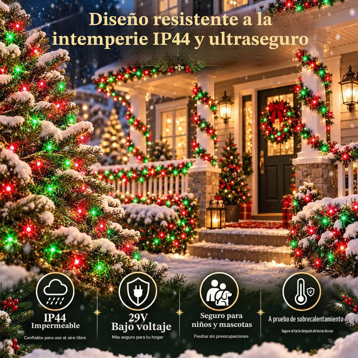 Guirnalda de luces navideñas conectables de 88 pies y 240 LED para...