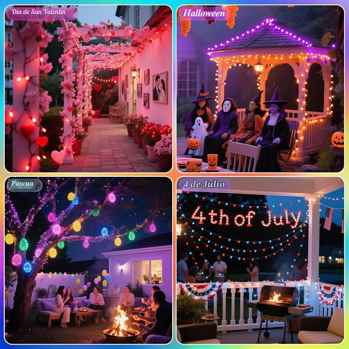 Luces navideñas que cambian de color, 35 colores, 33 pies, 100 luce...