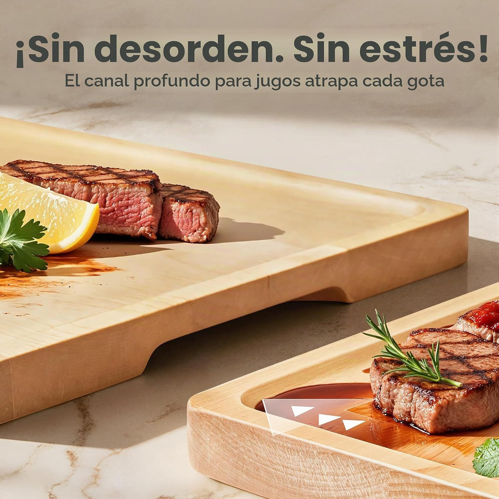 SMIRLY Juego de tablas de cortar de madera para cocina, juego de ta...