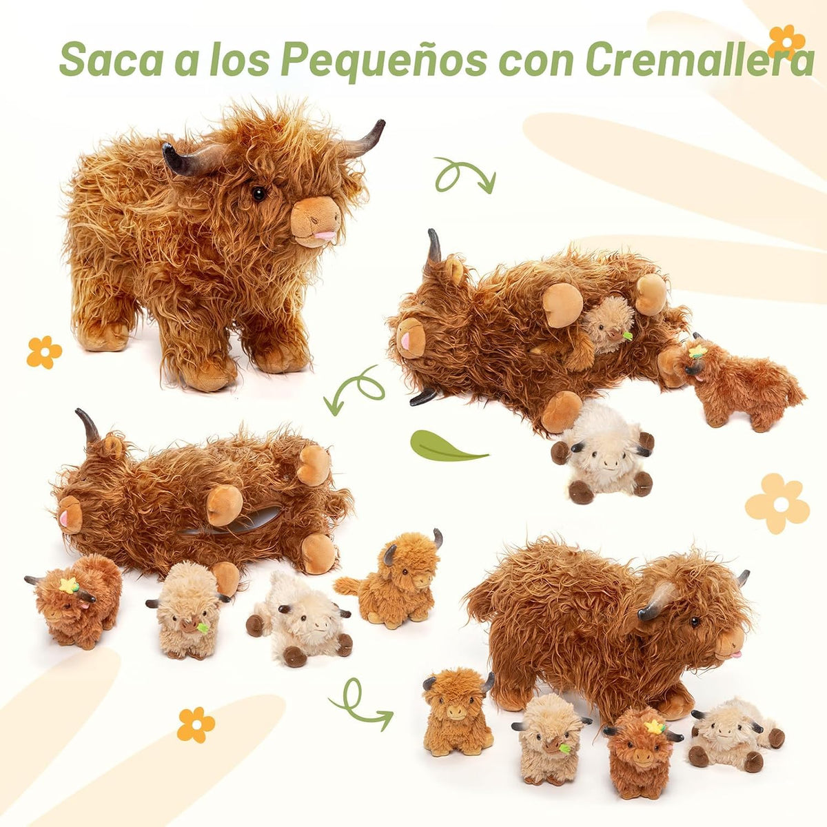 OUOZZZ Highland Cow - Juego de animales de peluche, 14.5 pulgadas,...