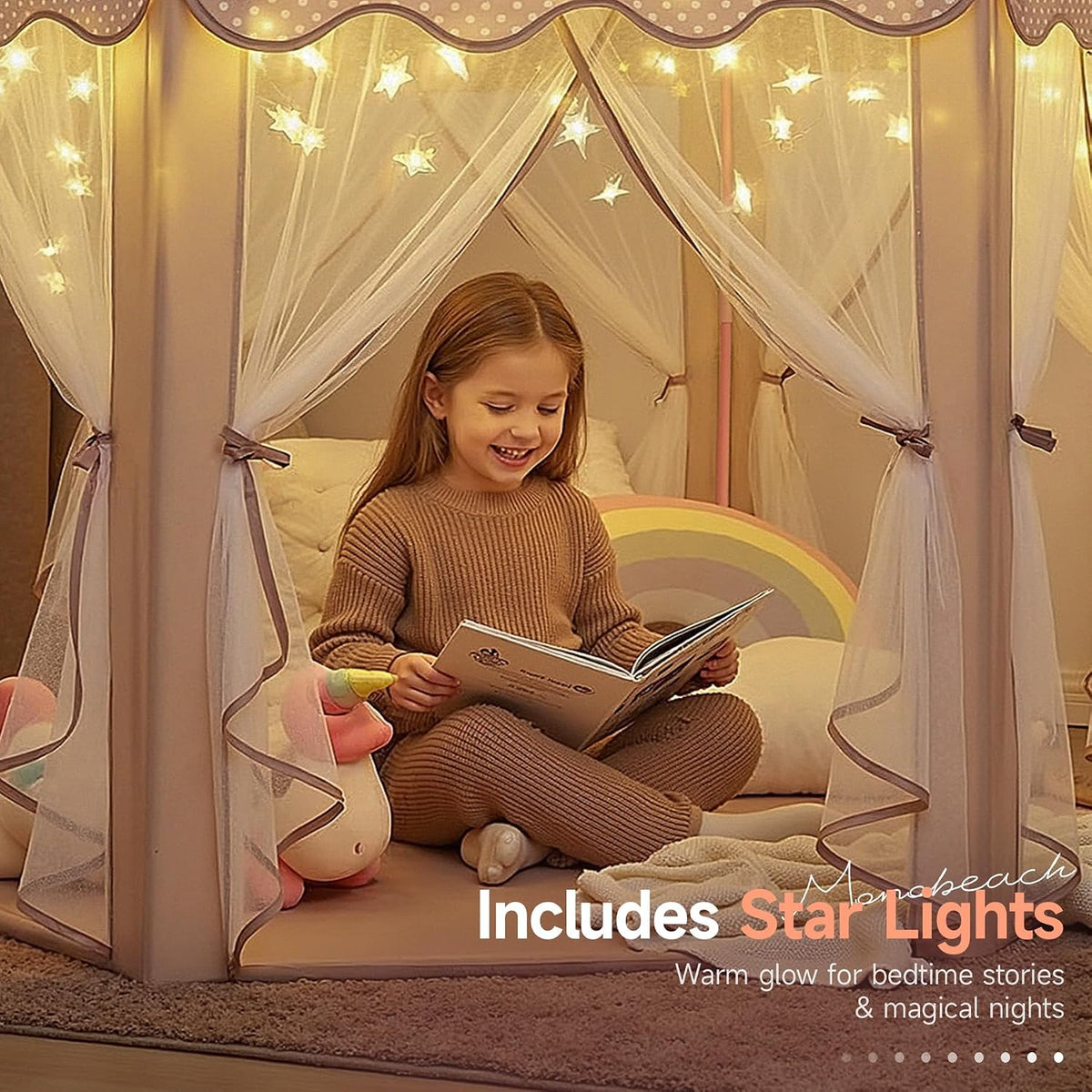 Monobeach Tienda de campaña de princesa para niñas: casa de juegos...
