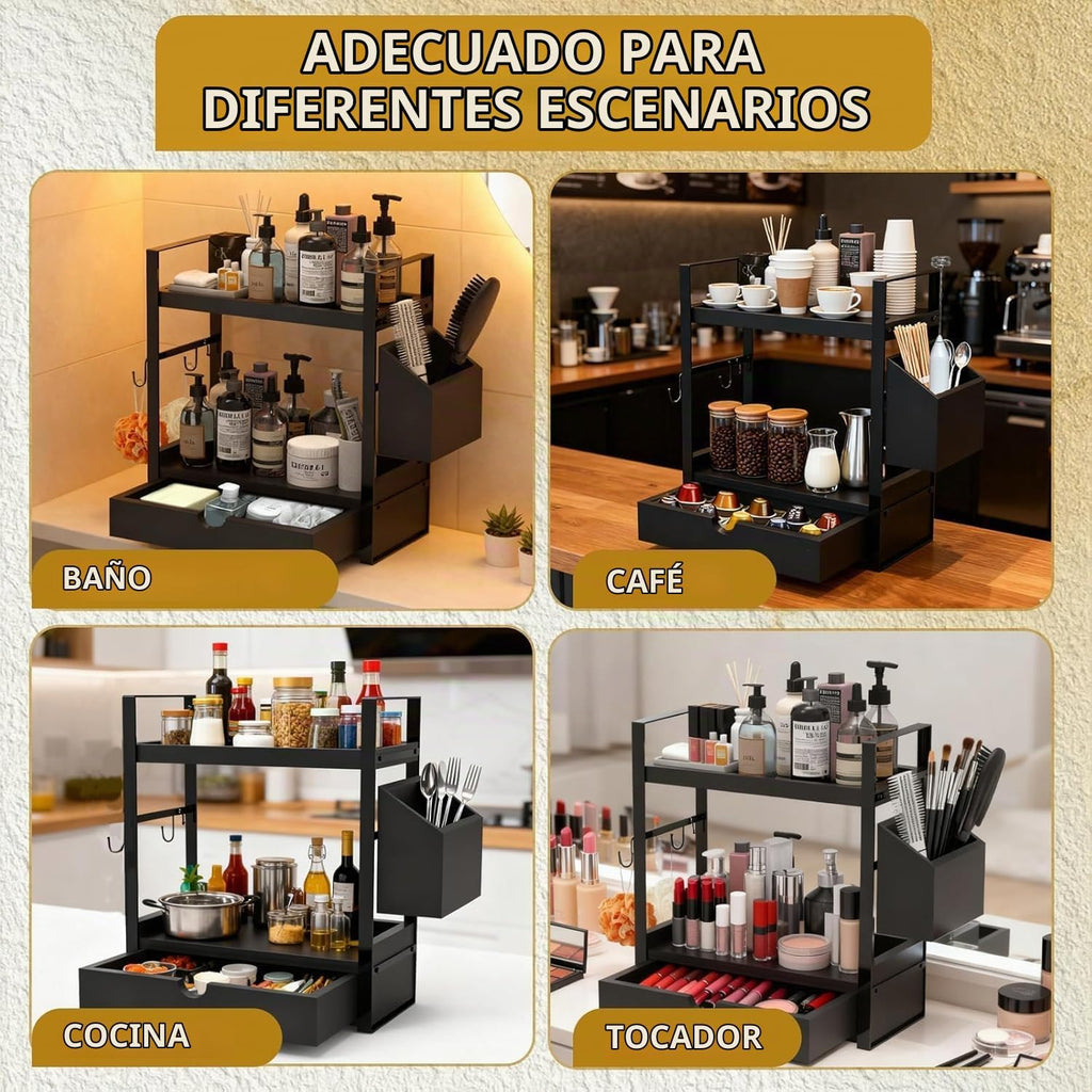 Goliross Organizador y almacenamiento de mostrador de baño con 2 ca...