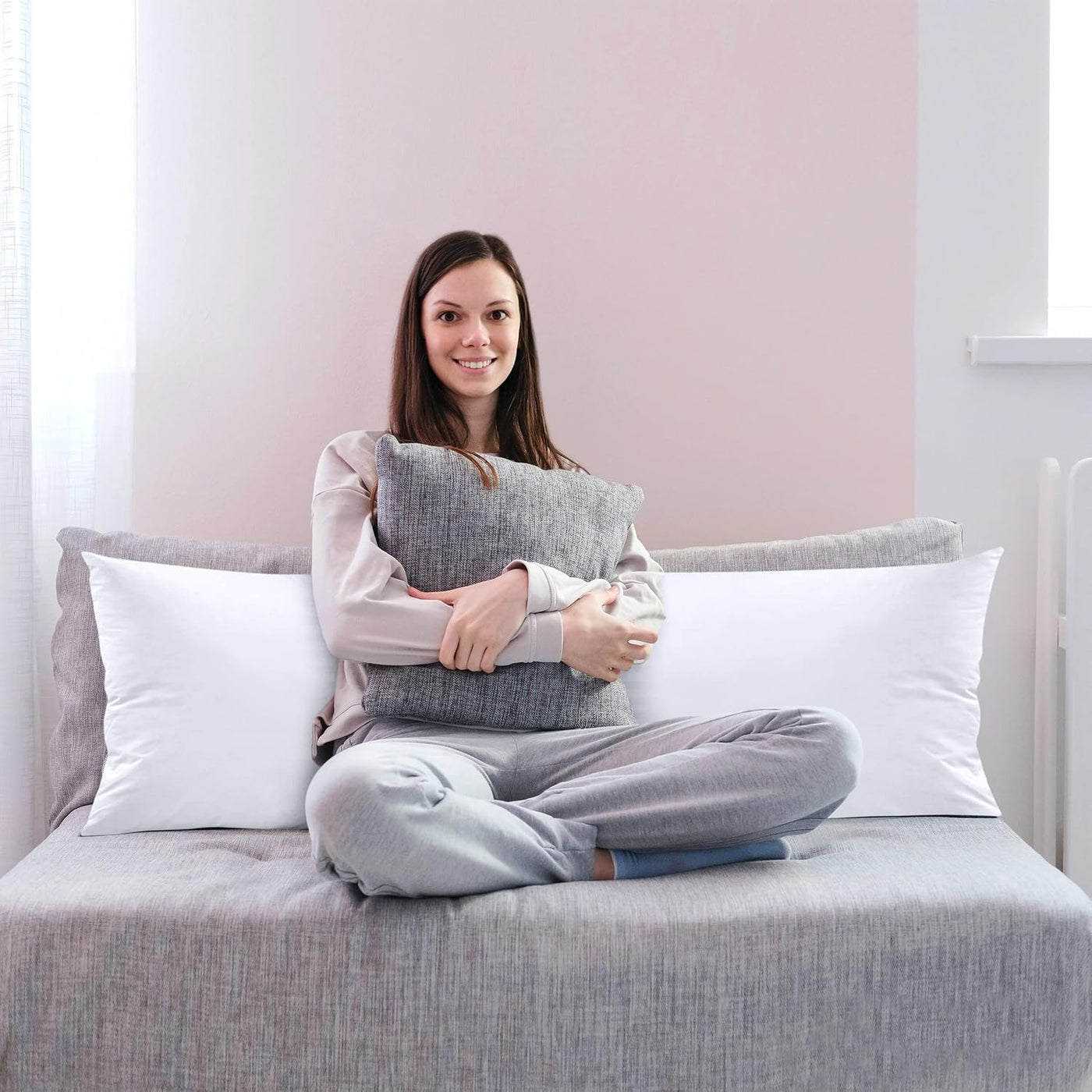 Funda de almohada para cuerpo 100% de algodón con poliéster suave y...