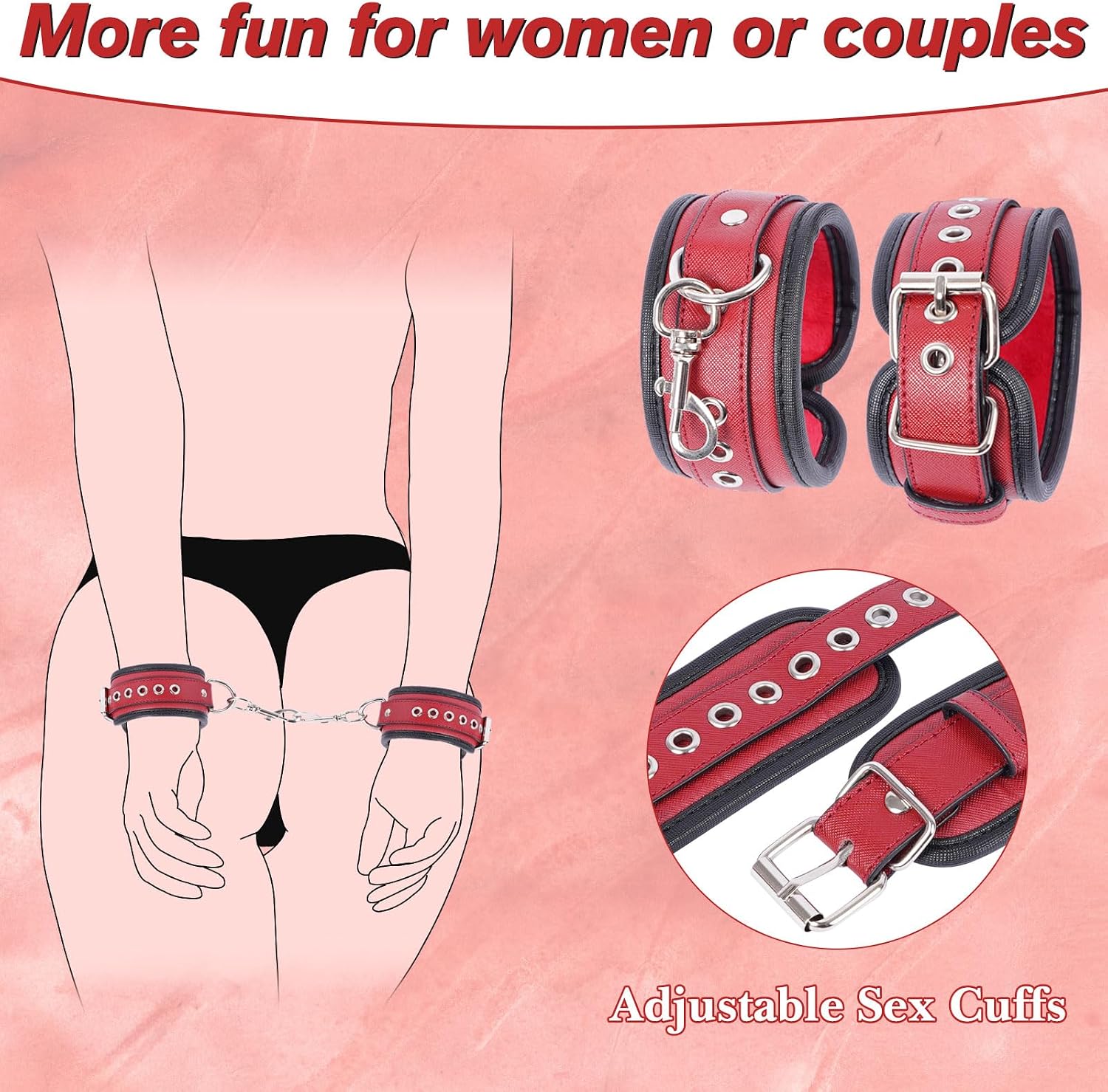 Sex Bondage BDSM Kit de restricciones de cama con esposas del cuell...