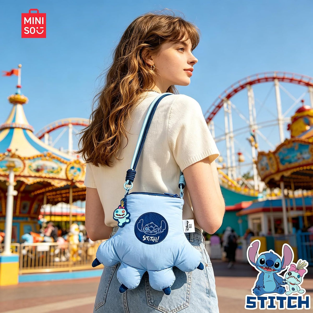 MINISO Disney Stitch Crossbody Lilo &amp; Stitch Billetera de dibuj...