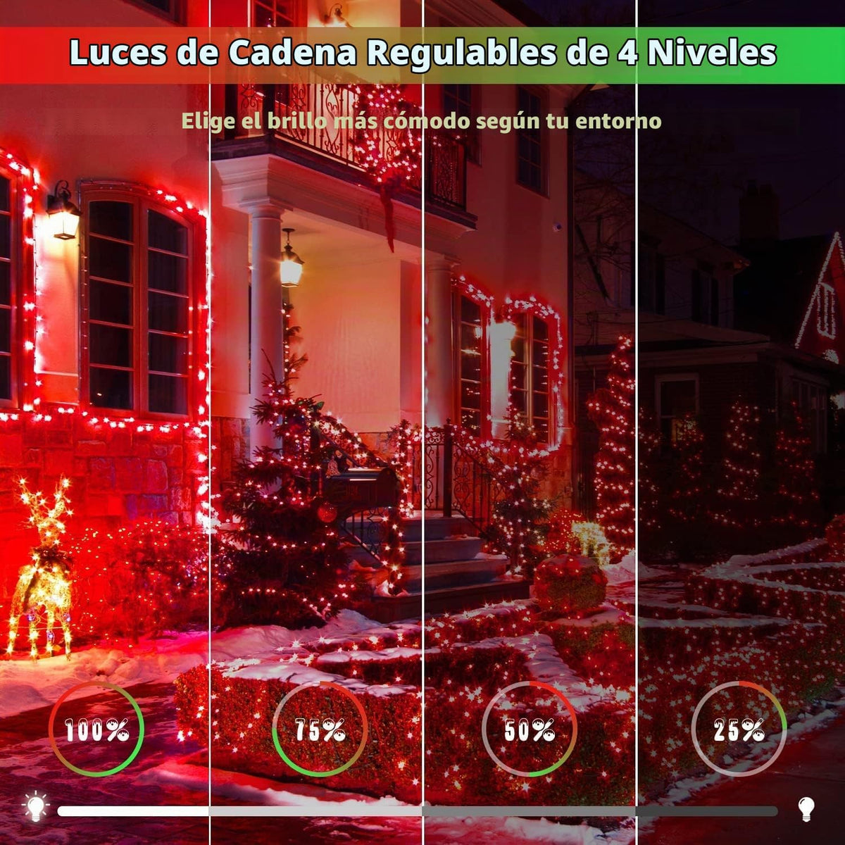 JMEXSUSS 200 luces LED rojas y verdes para decoración navideña al a...