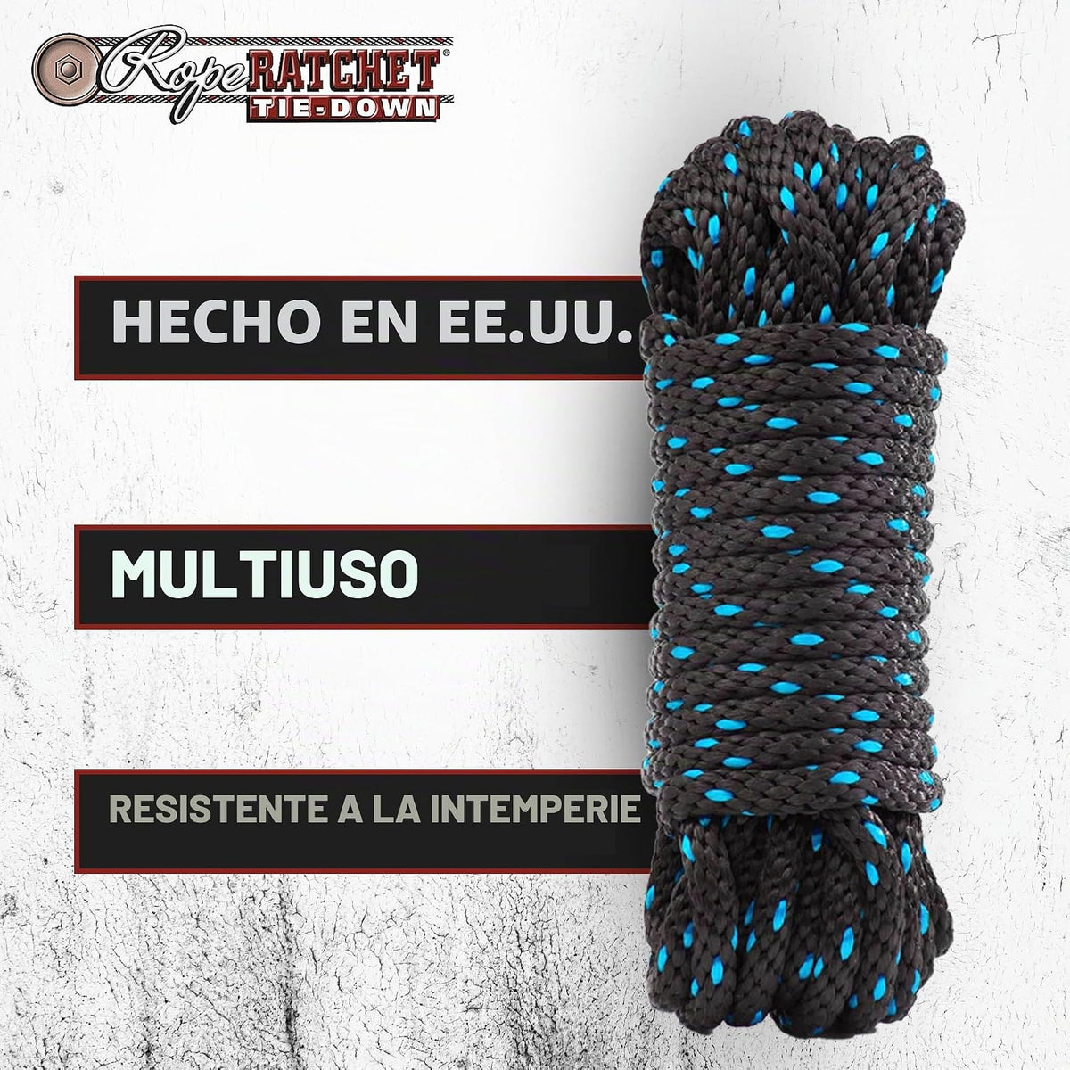 Rope Ratchet Cable utilitario de polipropileno trenzado de 3\/8 pul...