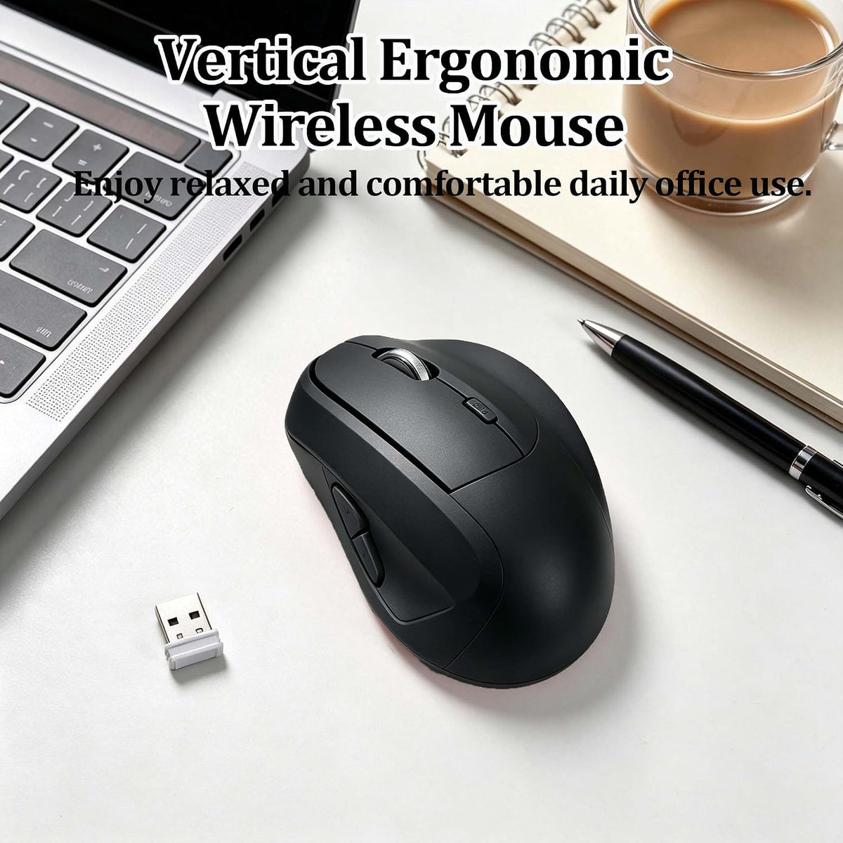 Ratón inalámbrico Bluetooth, ergonómico, vertical, recargable, sile...
