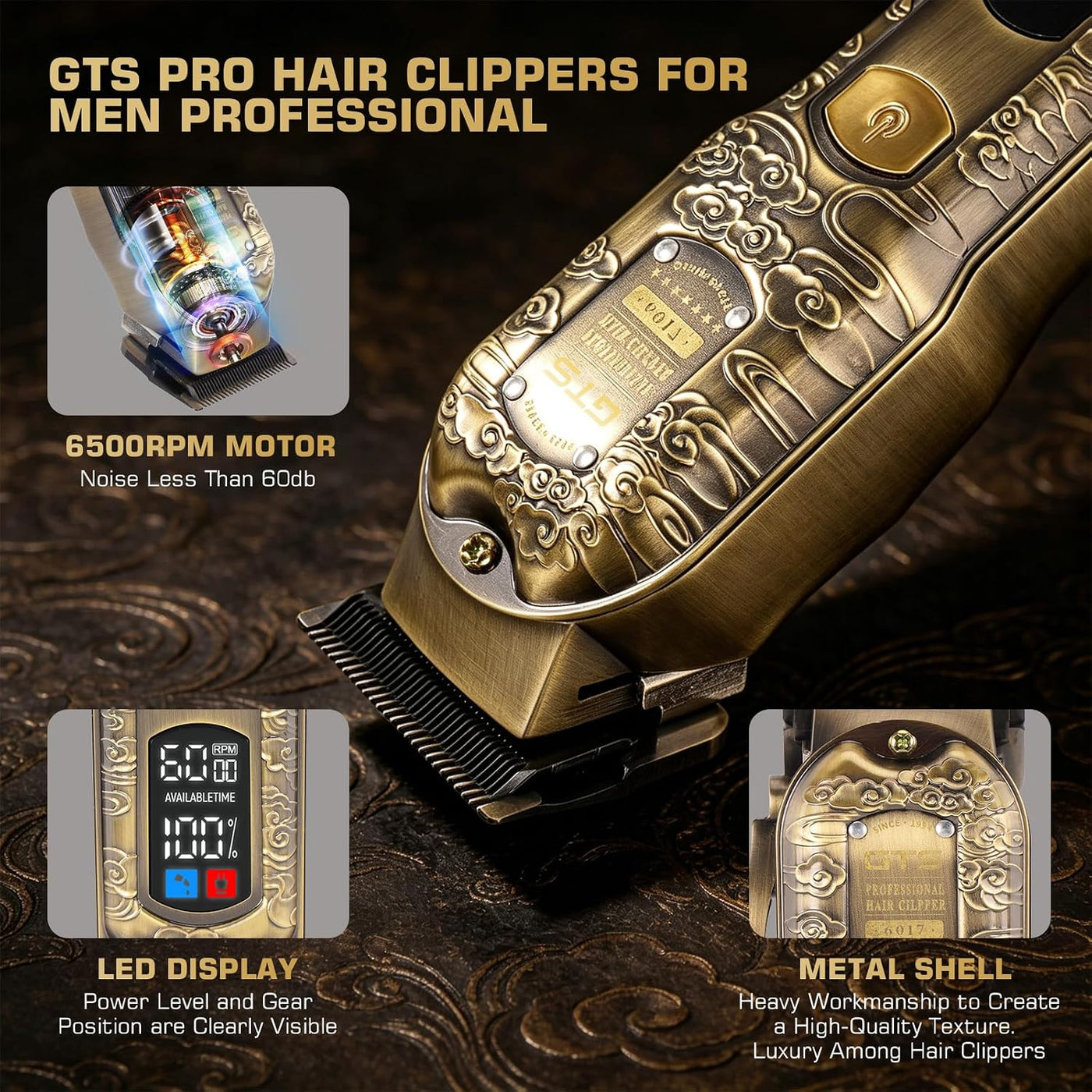 GTS PRO Juego de cortapelos profesional 3 en 1 para hombre, kit de...