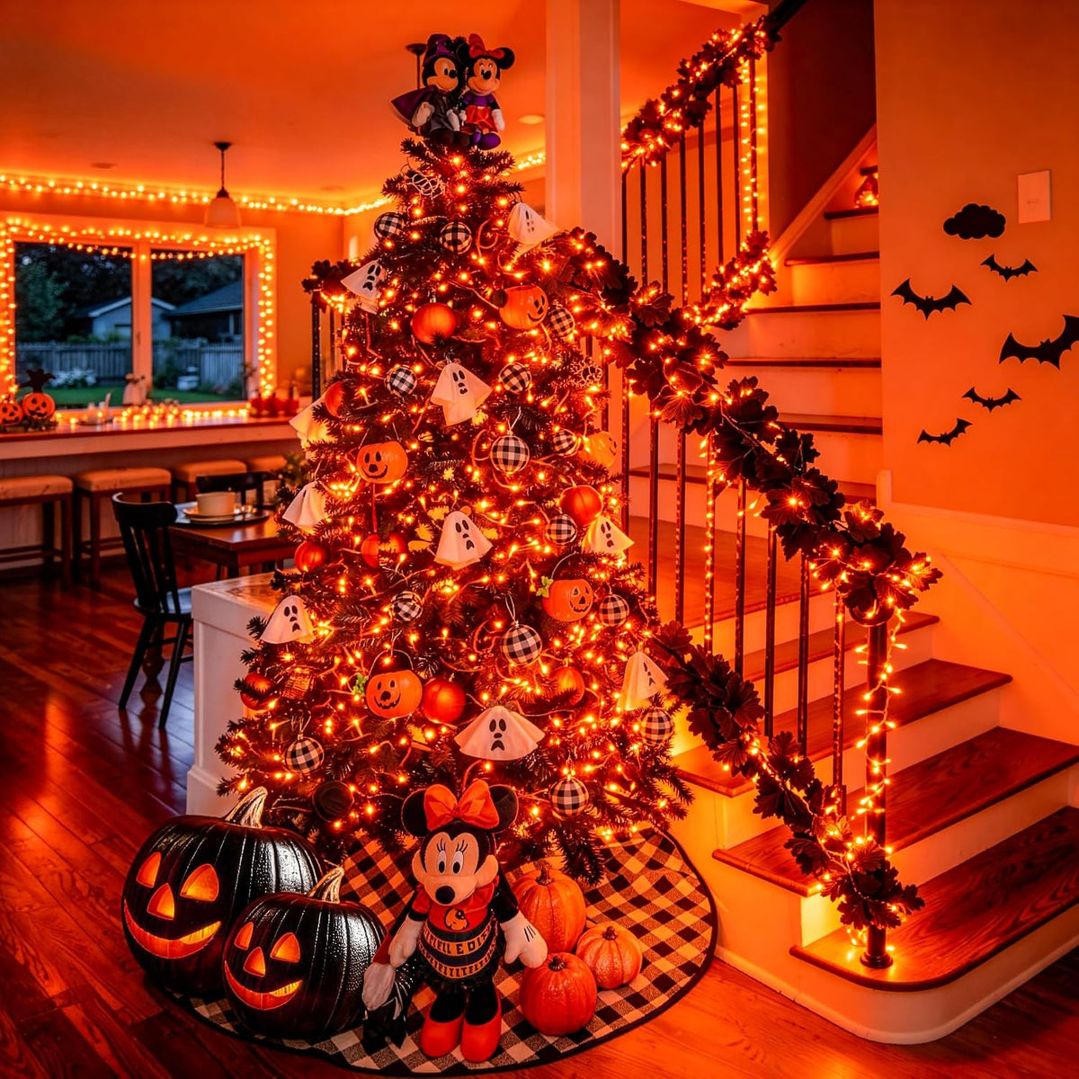 JMEXSUSS 200 luces LED naranjas de Halloween para exteriores, inter...