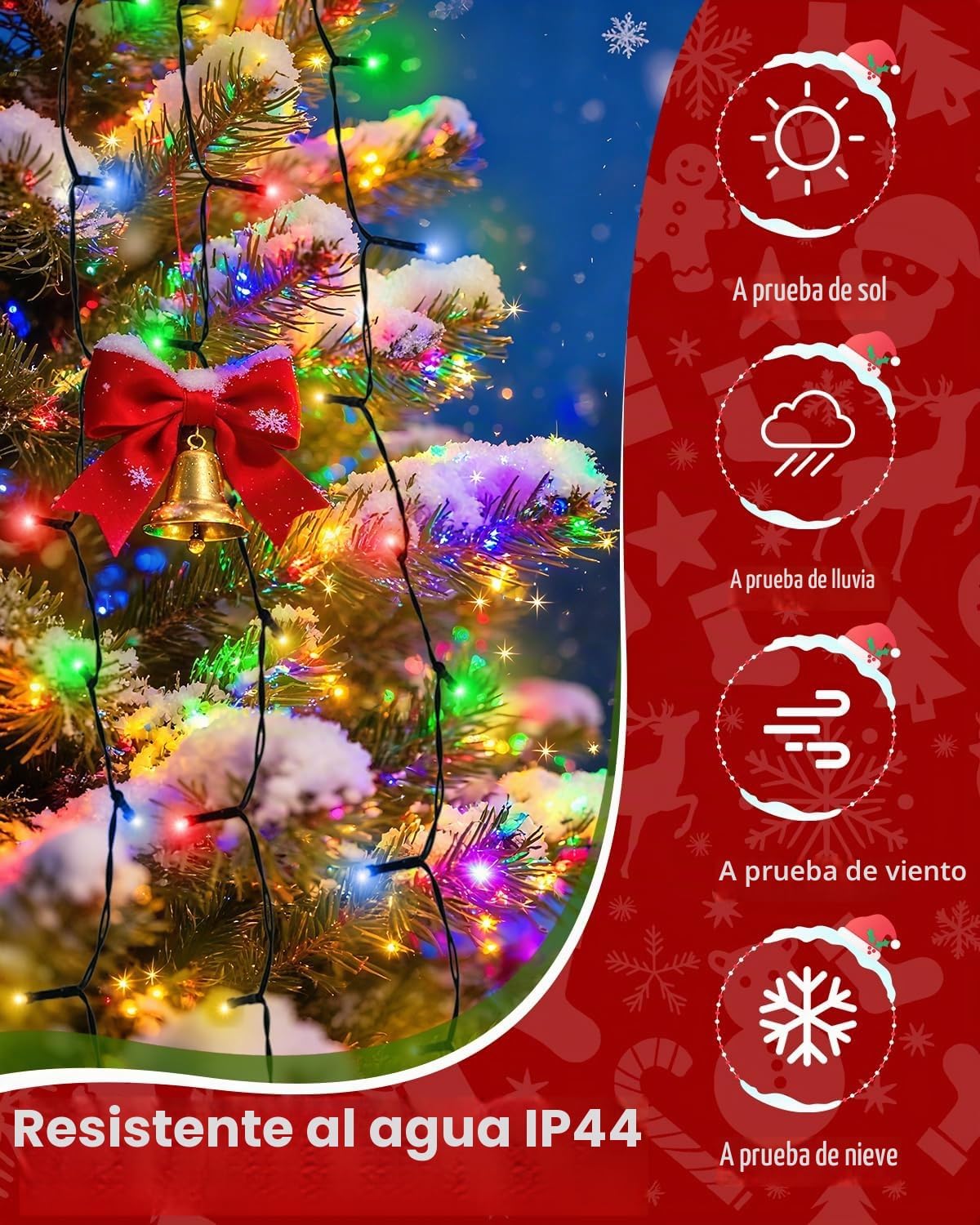 Luces para árbol de Navidad para interiores con control de voz y co...