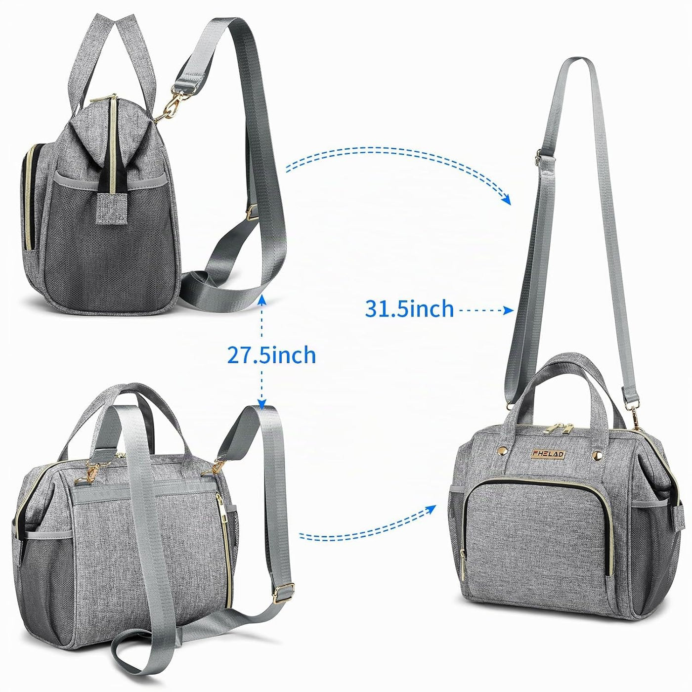 FHELAD - Bolsa de pañales pequeña para mujer, mini bolsa de bebé 4...