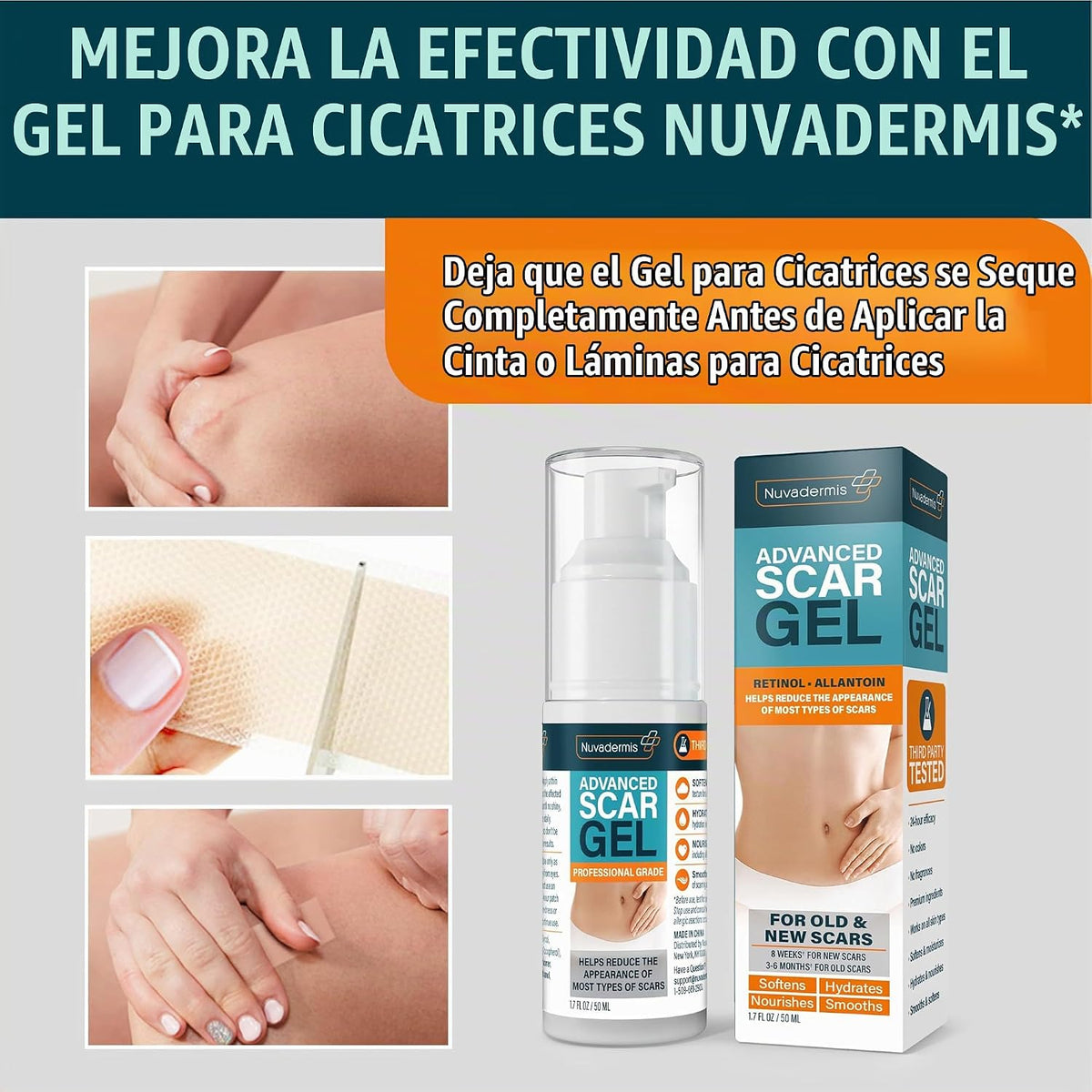 NUVADERMIS Hojas de silicona para cicatrices \u2013 Hojas de cicatr...