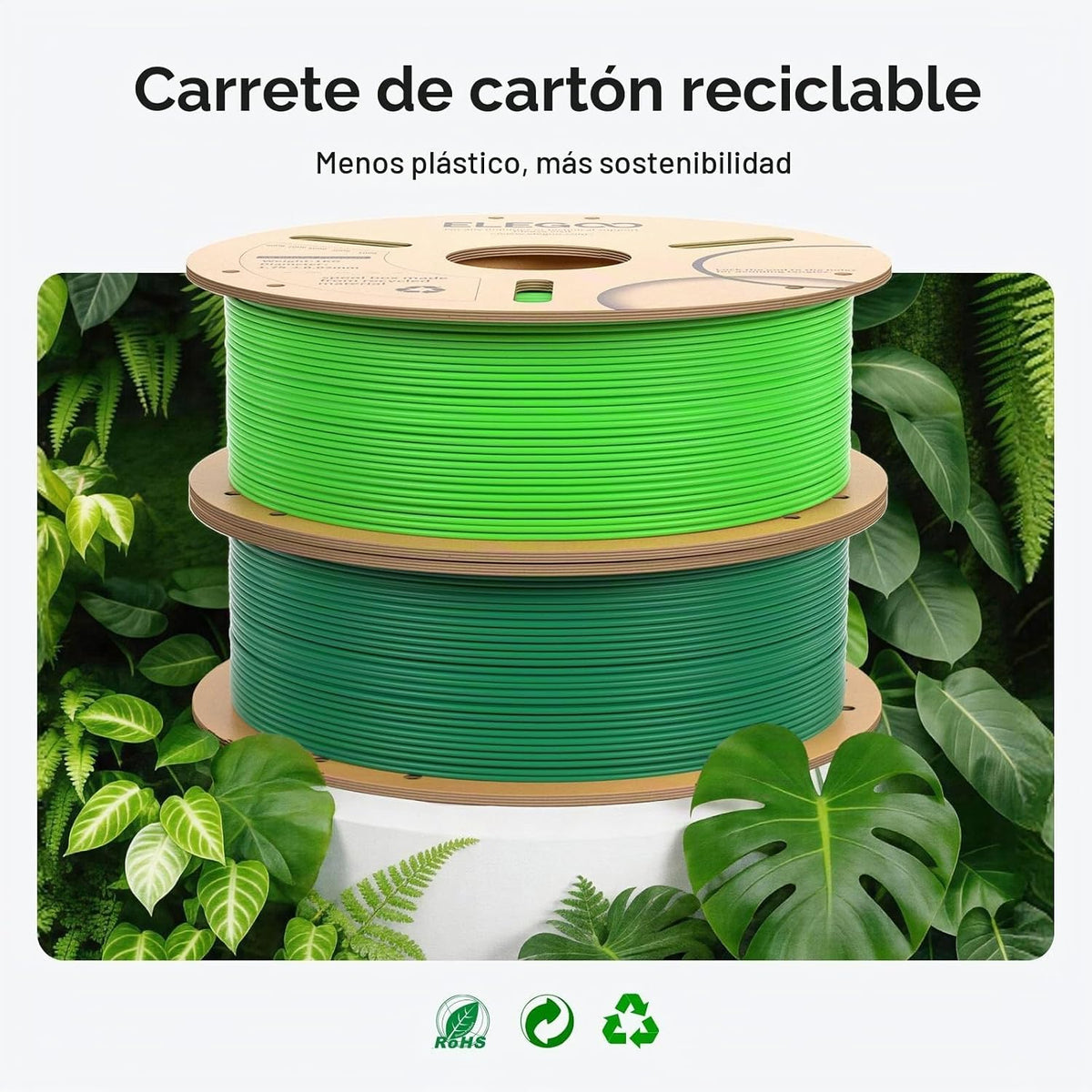 ELEGOO Filamento PLA para impresora 3D de 0.07 in, 8.8 lbs, rojo\/a...