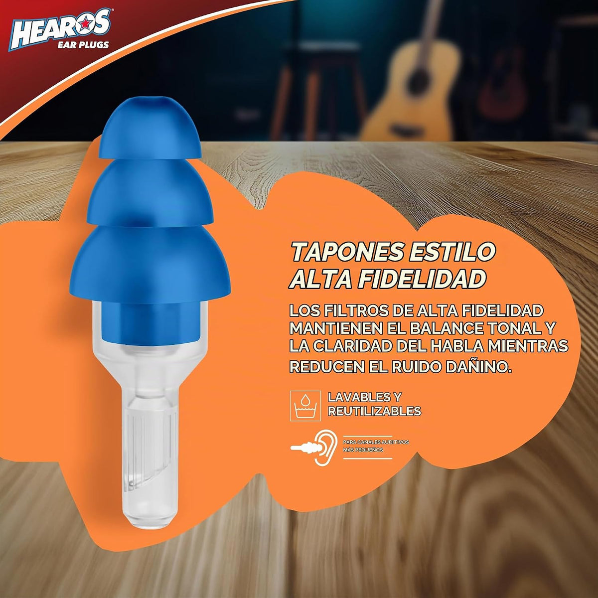Audífonos de alta fidelidad HEAROS, cómodos, larga vida útil, estuc...