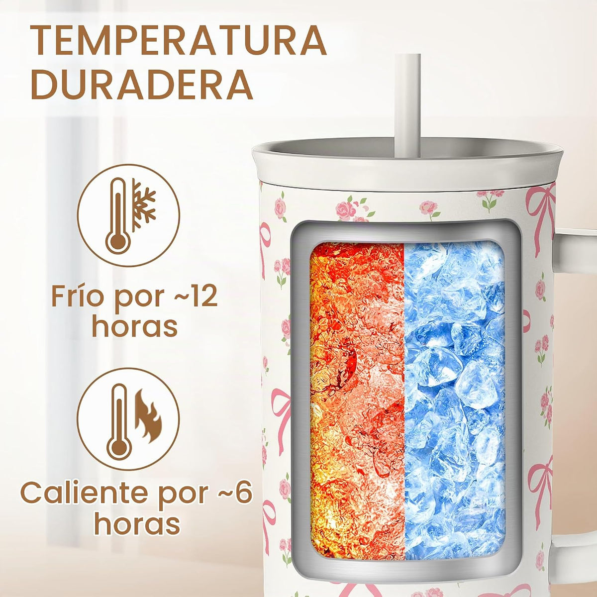 SANDJEST Vaso con Asa de 40oz, Tazas Aisladas de Acero Inoxidable c...