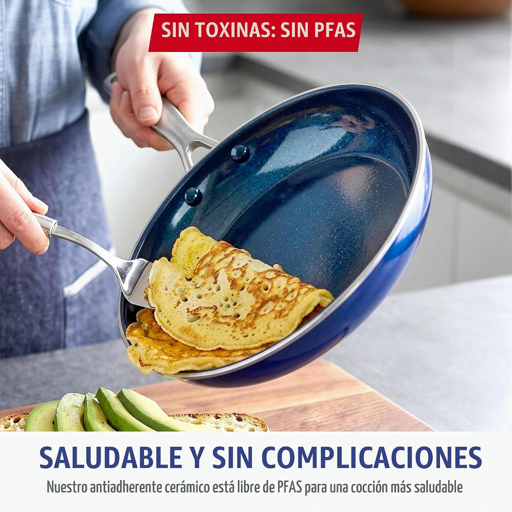 Blue Diamond - Sartén de cerámica antiadherente con infusión de dia...