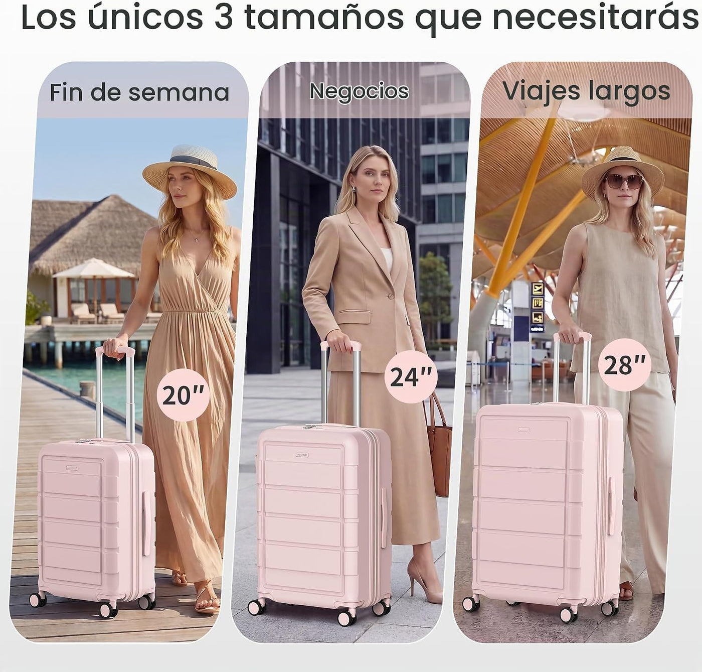SHOWKOO Sets de equipaje, maleta ampliable con doble ruedas, bloque...