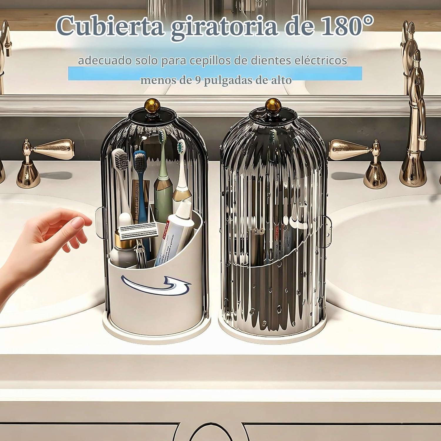 Zufudo Soporte para cepillos de dientes a prueba de polvo con tapa,...