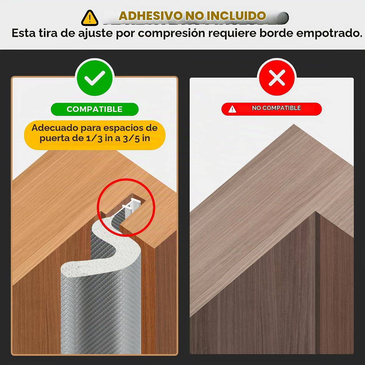 Cinta de sellado para puerta con tira de espuma aislante insonoriza...