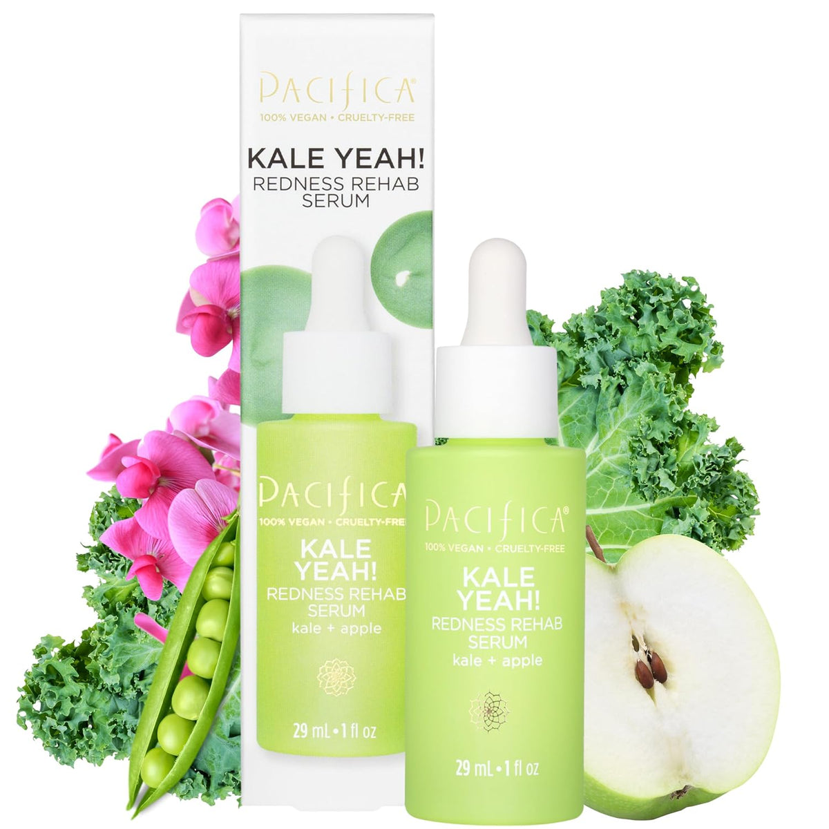 Pacifica Kale Yeah! Suero de rehabilitación de enrojecimiento, niac...