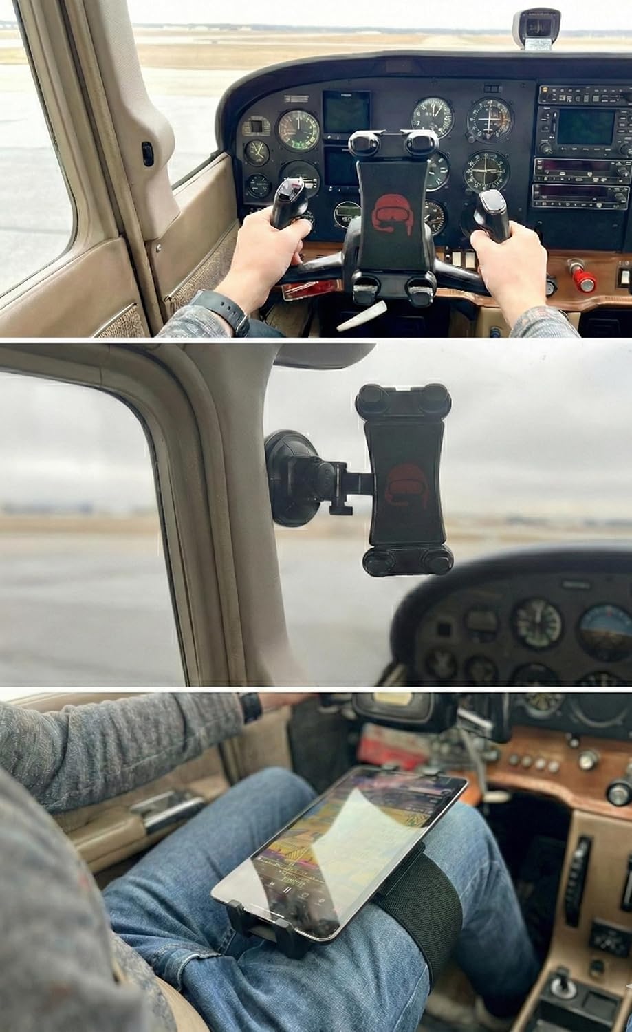 FlightPro - Soporte para iPad de aviación 3 en 1, yugo, succión, ro...