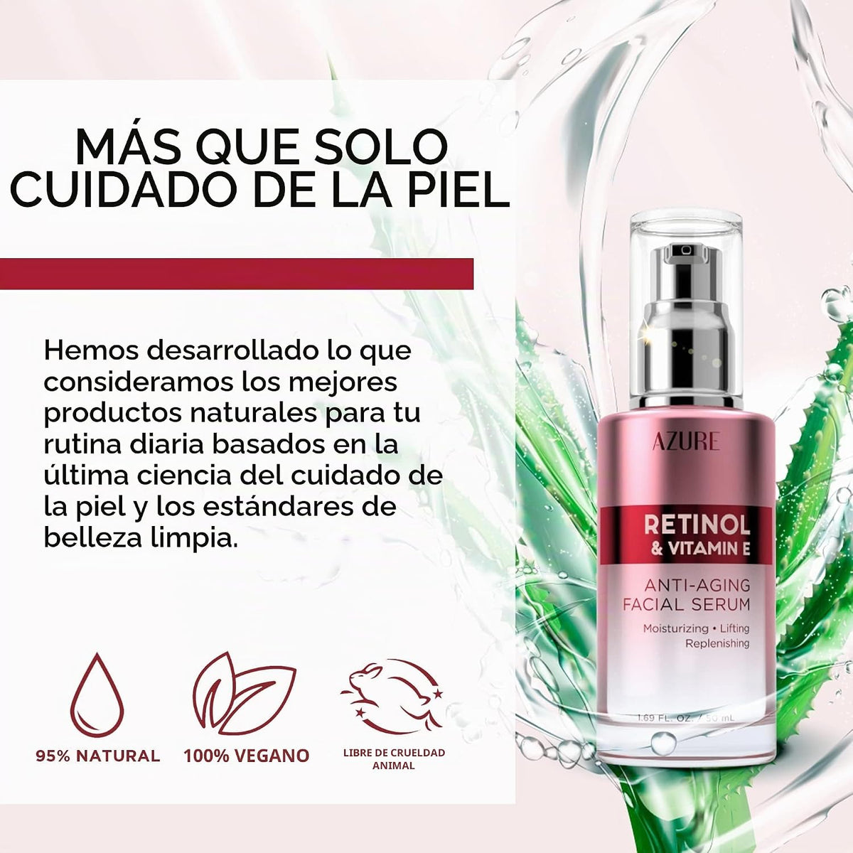 Azure Cosmetics Suero de retinol para cara, dermatológicamente prob...