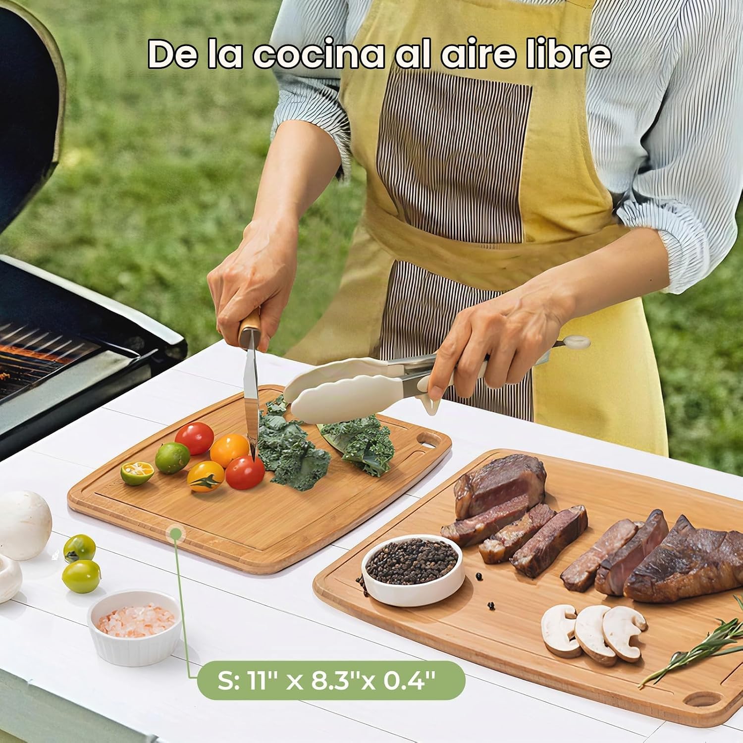 Keechee Tablas de Cortar de Madera de Bambú Carbonizado Aptas para...