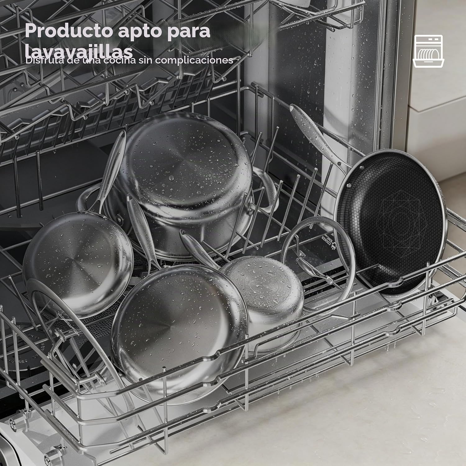 COOKER KING Sartén de acero inoxidable de 8 pulgadas, sartén antiad...
