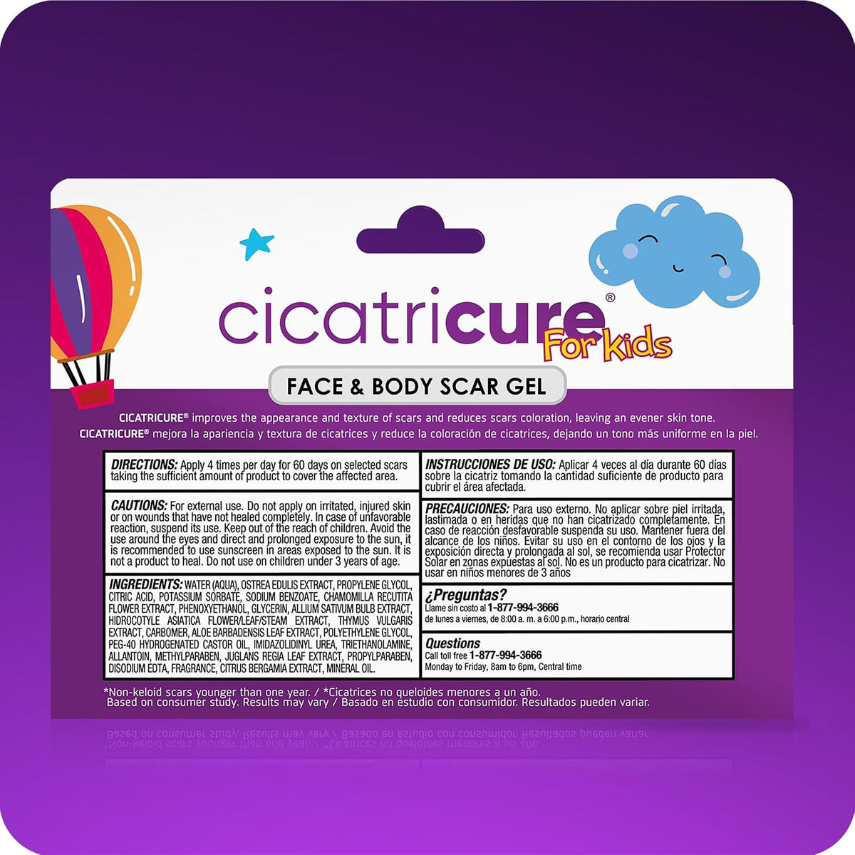 Cicatricure Advanced Scar Gel para niños, aroma a uva, para rostro...