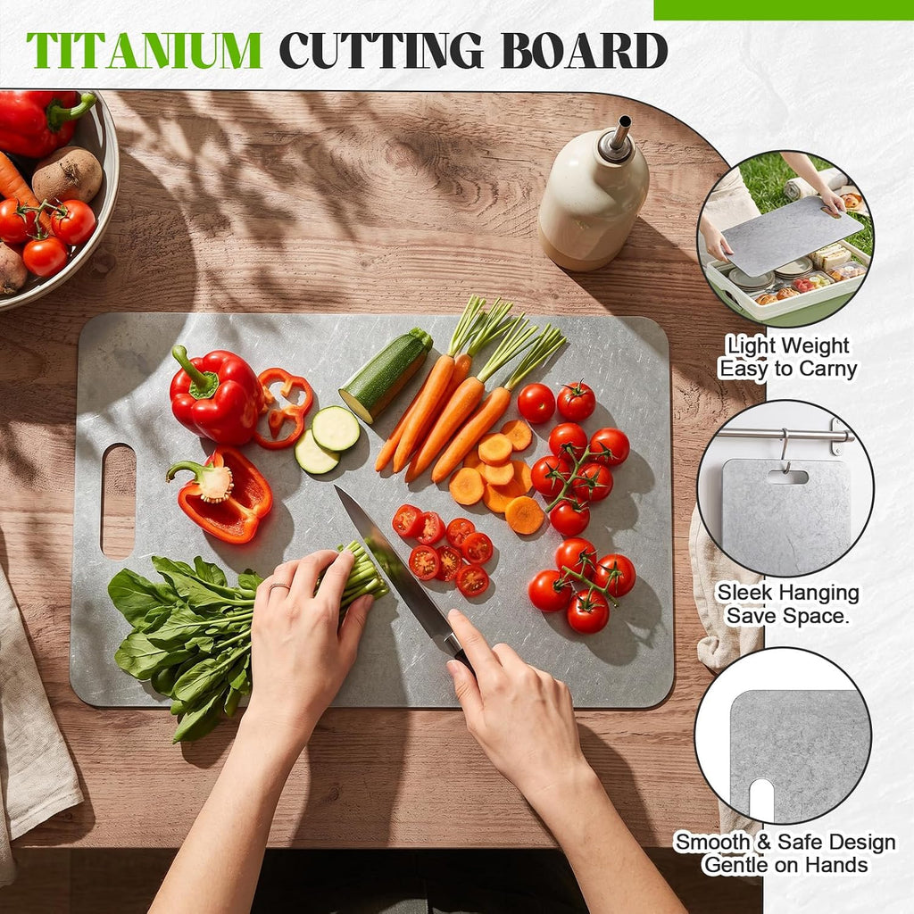 Singhoow 1 tabla de cortar de titanio para cocina, superficie de pa...