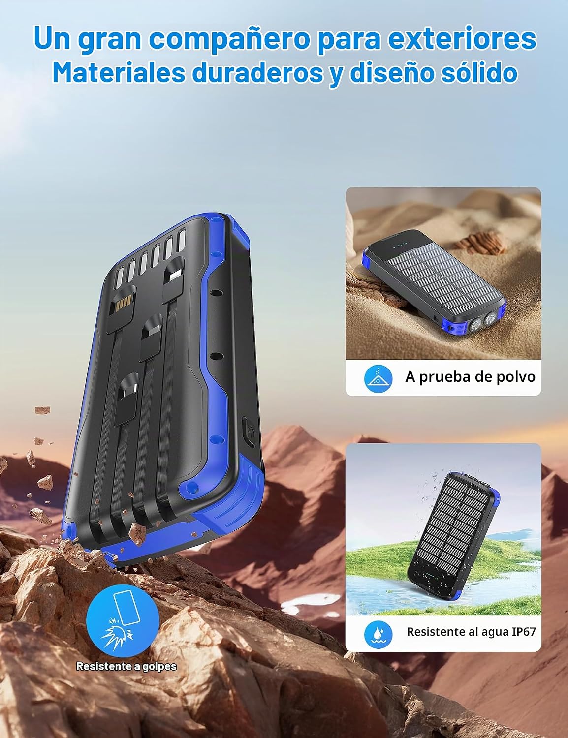 SOXONO Cargador solar portátil de carga rápida del banco 40000mAh P...