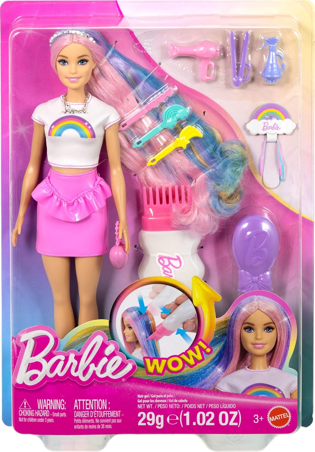 Barbie Muñeca de pelo Rainbow Sparkle y accesorios | Muñeca de moda...