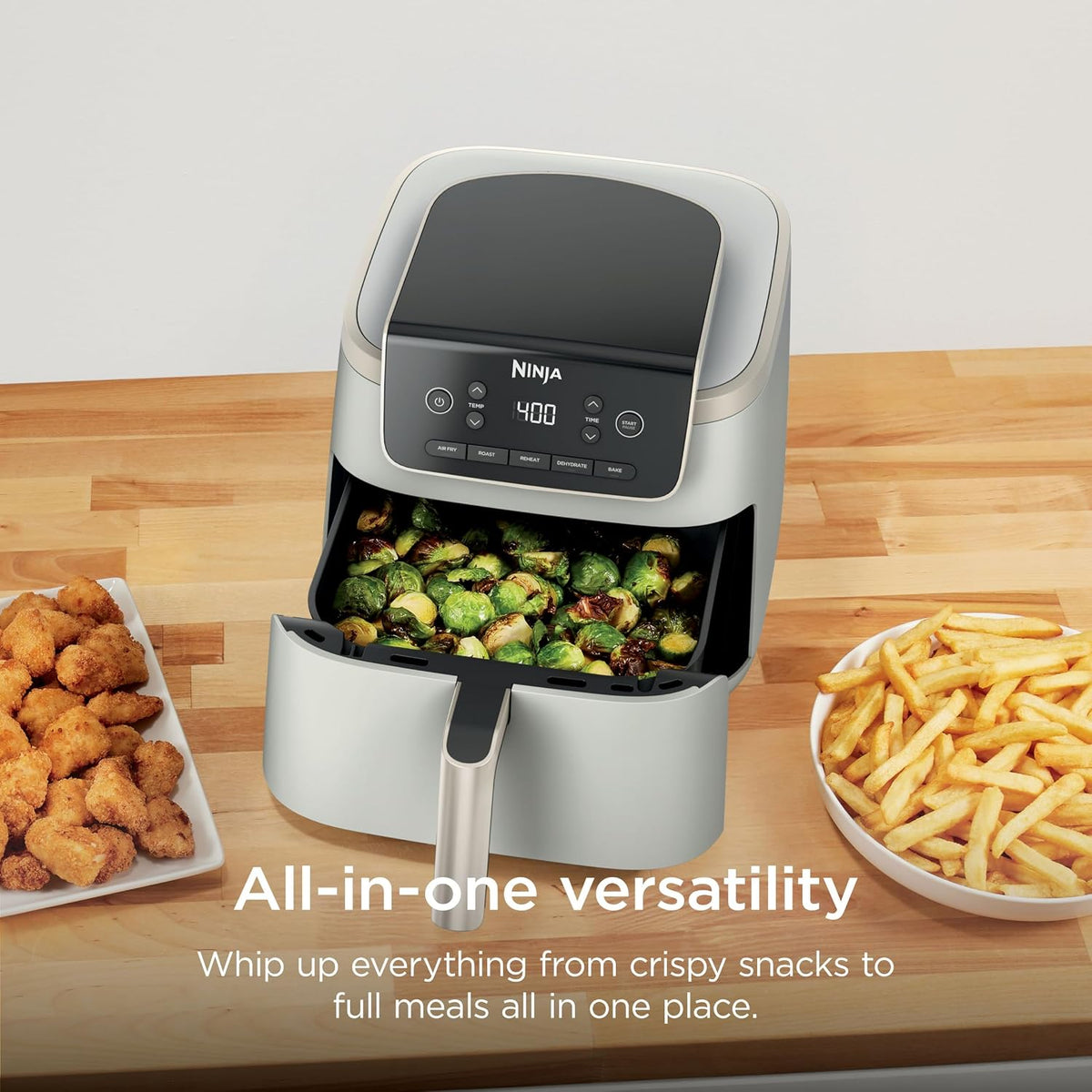 Ninja Air Fryer Pro, 5 cuartos de galón, 5 en 1, hueso y champán ex...