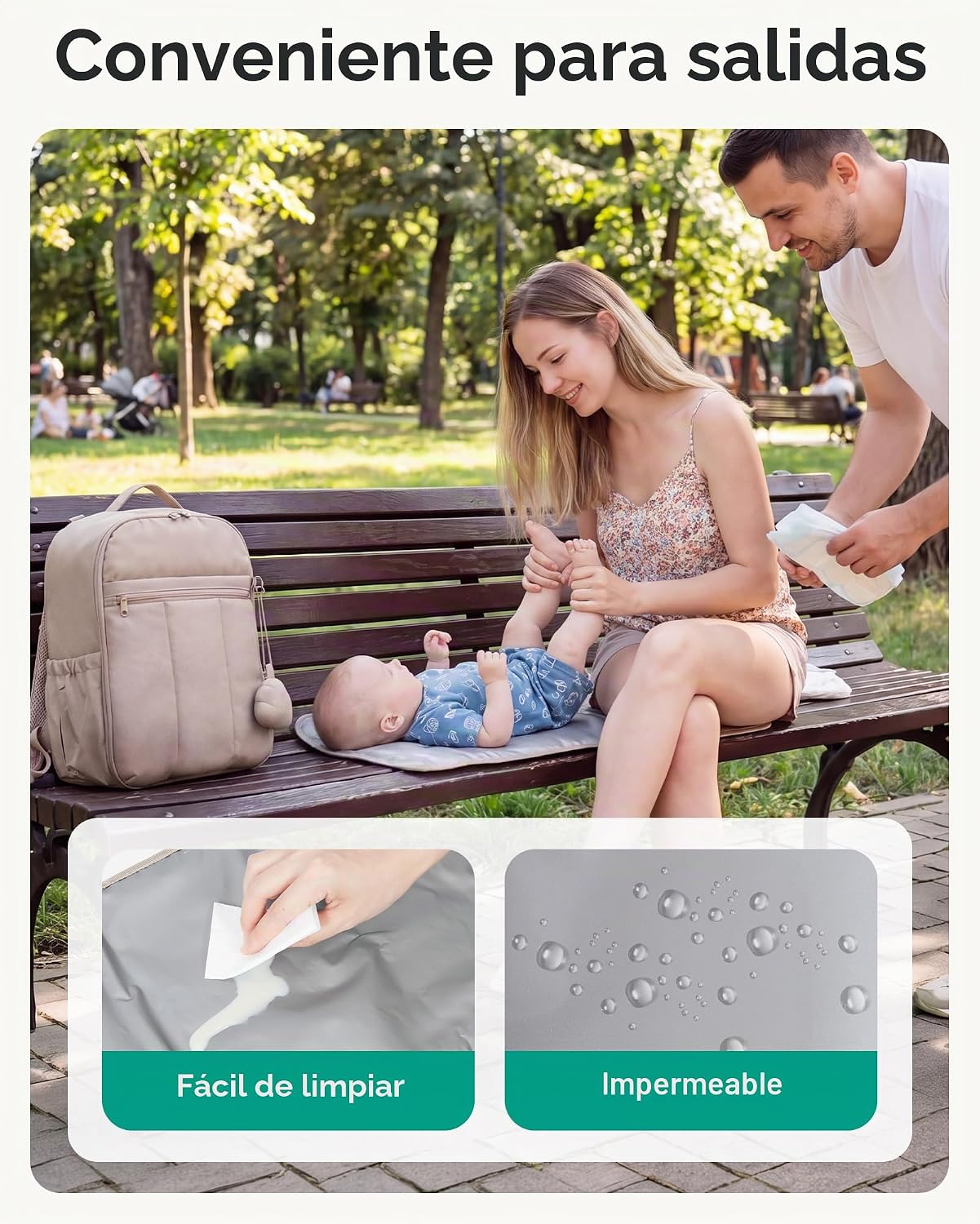 BAGSMART Mochila para pañales con bolsillos aislados y cambiador, M...