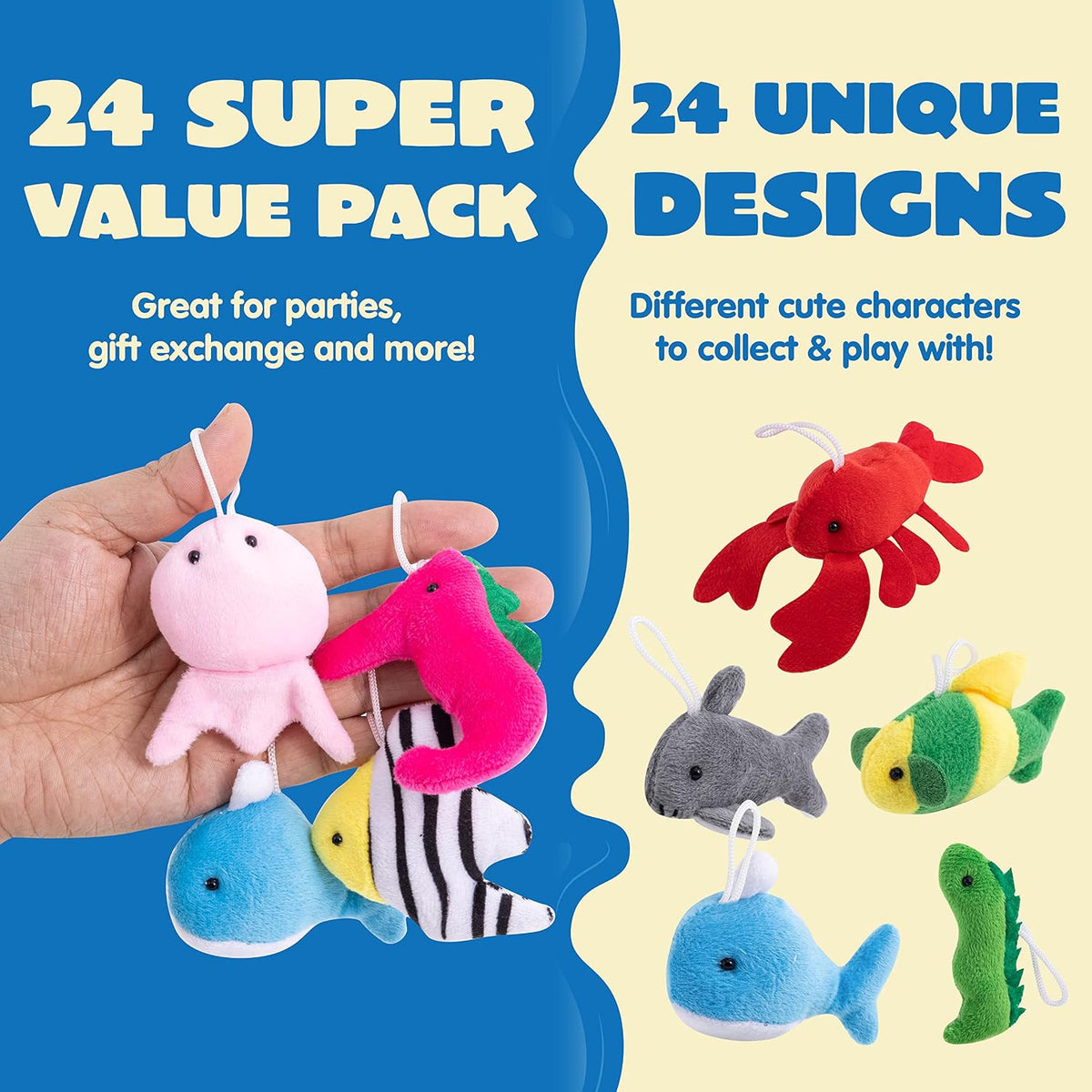 JOYIN 24 piezas de juguetes de peluche de animales marinos mini (24...