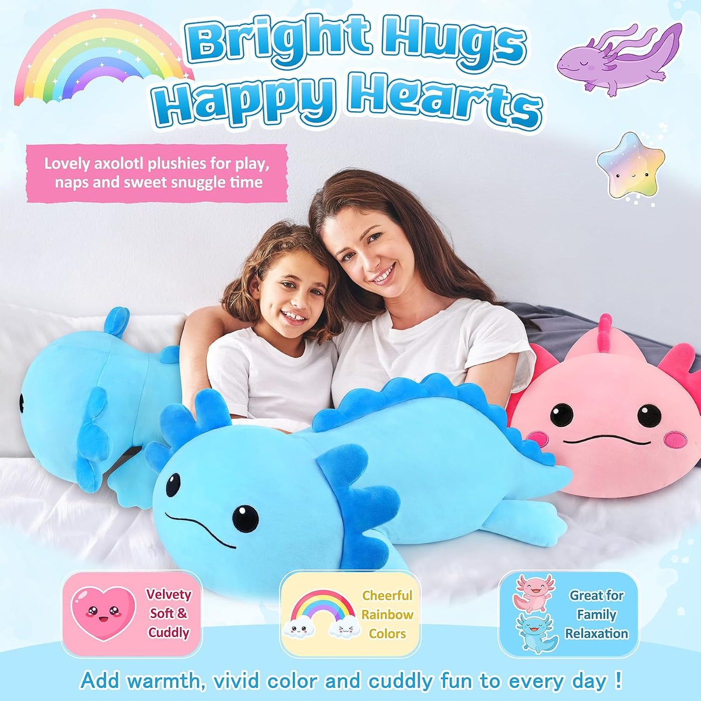 Peluche de ajolote azul gigante de 30 pulgadas, almohada de felpa d...