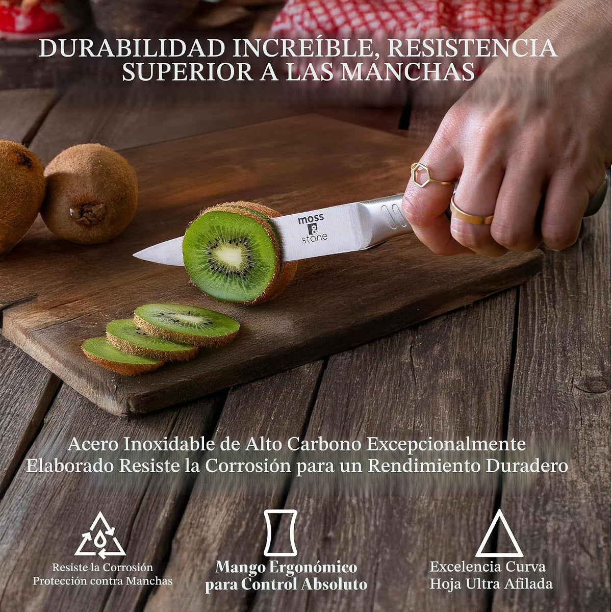 Moss &amp; Stone Juego de cuchillos de cocina profesional, juego de...