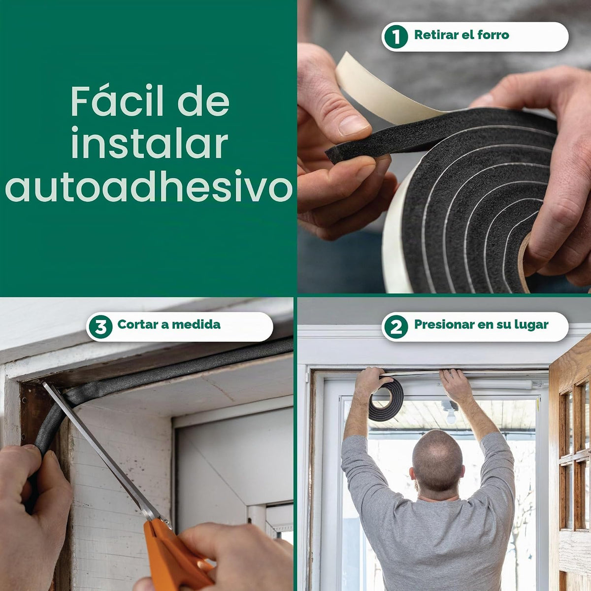 Cinta adhesiva de espuma marca Duck para sellado de clima para espa...