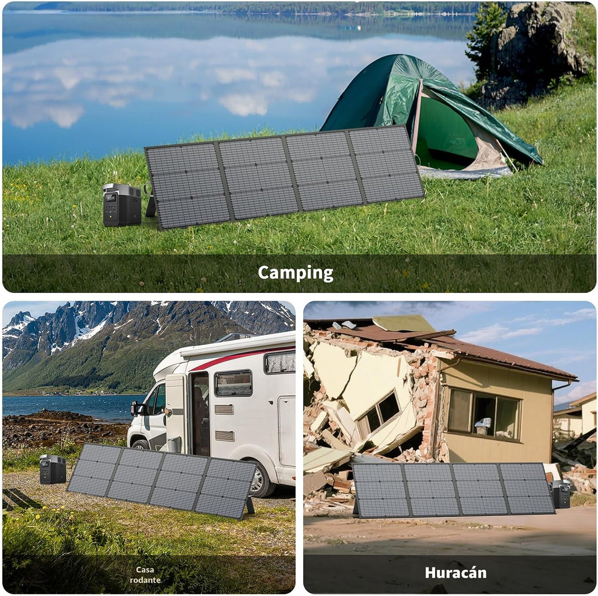 MHPOWOS Panel solar portátil de 220W 40V que dobla el panel solar p...
